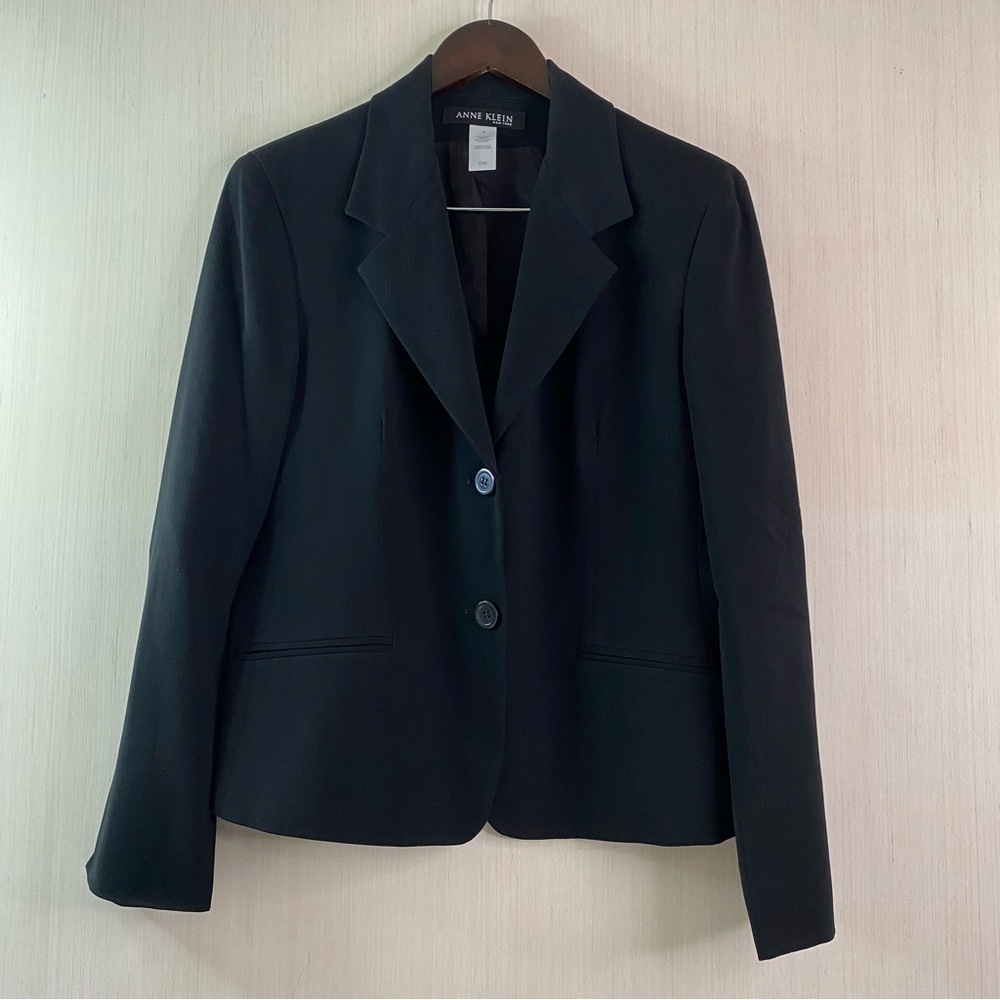 Anne Klein New York Women’s Notch Collar Two Button Chevron Pattern Blazer 12